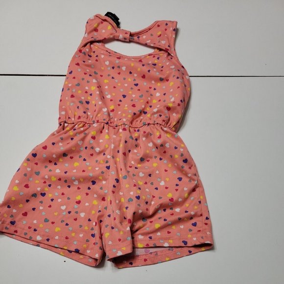 Picapino Outfit Girls 5T Jumpsuit Pink Hearts Short One-Piece 5 Comfort Stretch - Picture 11 of 12